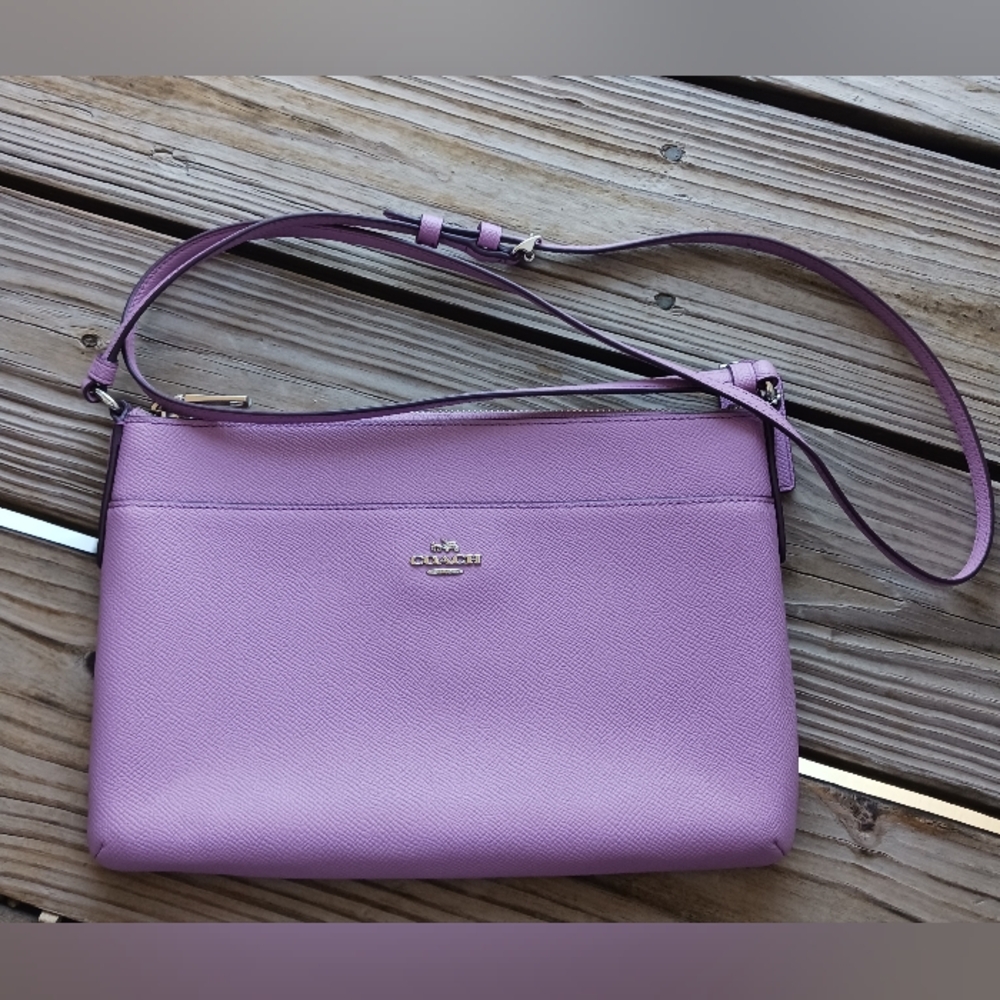 Coach Lavender Leather Crossbody Bag East West Purse